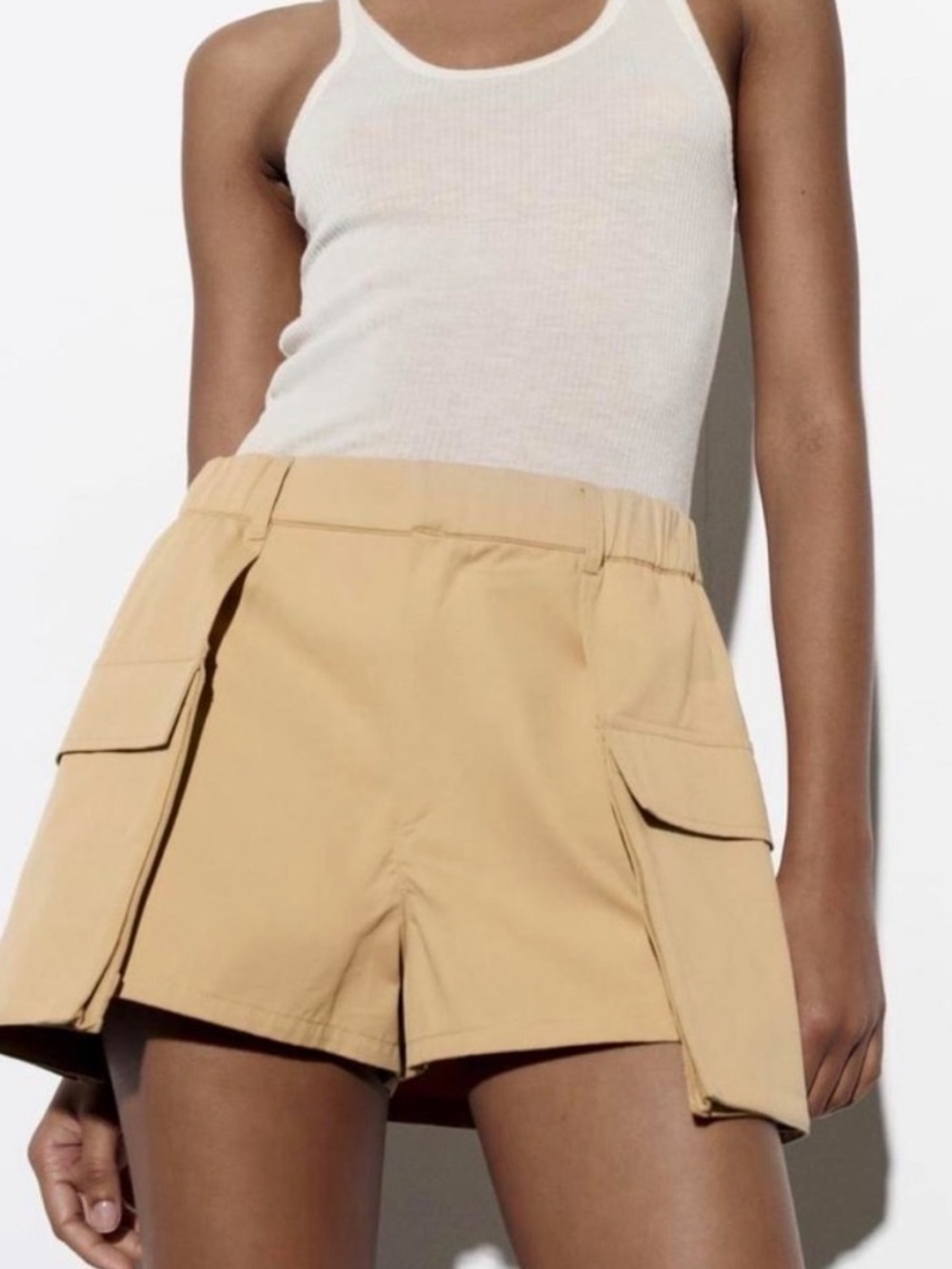 Zara Beige Utility Cargo Skort